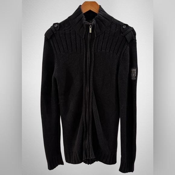 CALVIN KLEIN • Jeans Black Zip-Up Sweater - Picture 1 of 11